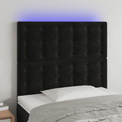 vidaXL Galvūgalis su LED, juodos spalvos, 100x5x118/128cm, aksomas