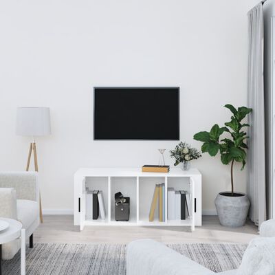 vidaXL Televizoriaus spintelė, balta, 100x35x40cm, mediena, blizgi