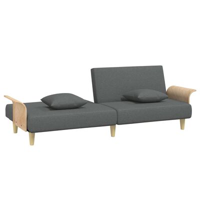 vidaXL Sofa-lova su porankiais, tamsiai pilkos spalvos, audinys