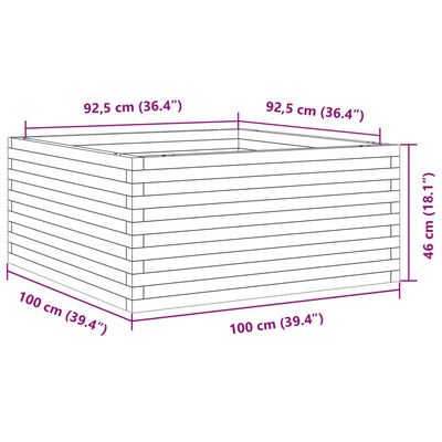 vidaXL Sodo lovelis, 100x100x46cm, pušies medienos masyvas