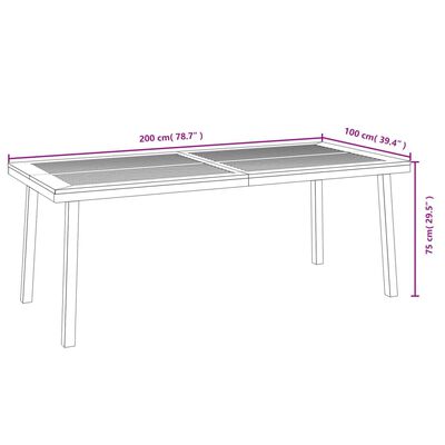 vidaXL Sodo stalas, 200x100x75cm, akacijos medienos masyvas