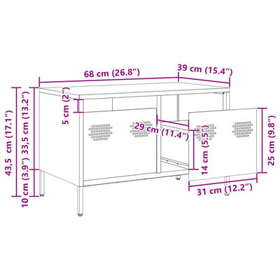 vidaXL Televizoriaus spintelė, antracito, 68x39x43,5cm, plienas