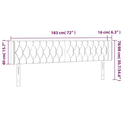 vidaXL Galvūgalis su LED, šviesiai pilkas, 183x16x78/88cm, audinys