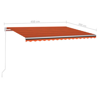 vidaXL Automatiniu būdu ištraukiama markizė, oranžinė ir ruda, 4,5x3m