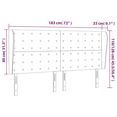 vidaXL Galvūgalis su auselėmis, juodas, 183x23x118/128cm, netikra oda