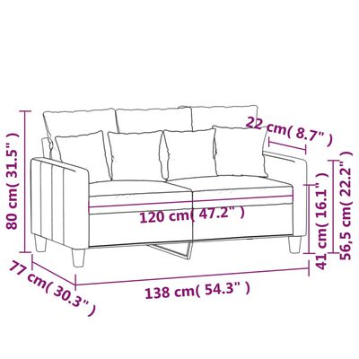 vidaXL Dvivietė sofa, tamsiai pilkos spalvos, 120cm, audinys