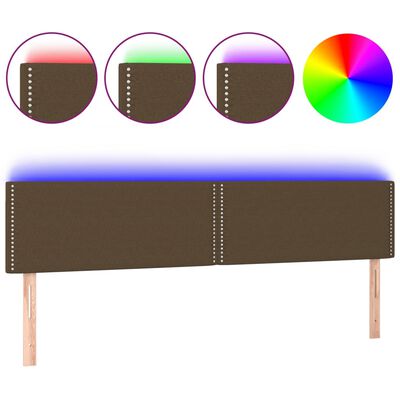 vidaXL Galvūgalis su LED, tamsiai rudos spalvos, 180x5x78/88cm,audinys