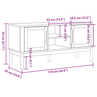 vidaXL Televizoriaus spintelė FLORO, pilka, 114x43x55cm, pušis