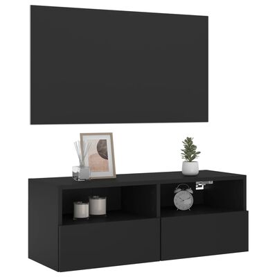 vidaXL Sieninė TV spintelė, juoda, 80x30x30cm, apdirbta mediena