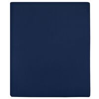 vidaXL Trikotažinė paklodė su guma, tamsiai mėlyna, 90x200cm, medvilnė