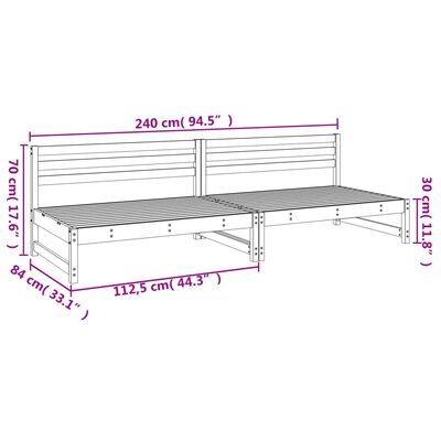 vidaXL Vidurinės sodo sofos dalys, 2vnt., pilkos, 120x80cm, pušis