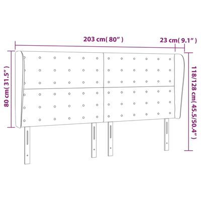 vidaXL Galvūgalis su auselėmis, taupe, 203x23x118/128cm, audinys