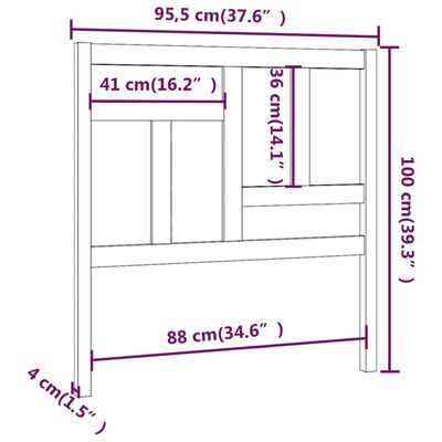 vidaXL Lovos galvūgalis, baltas, 95,5x4x100cm, pušies medienos masyvas