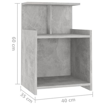 vidaXL Naktinė spintelė, betono pilka, 40x35x60cm, apdirbta mediena