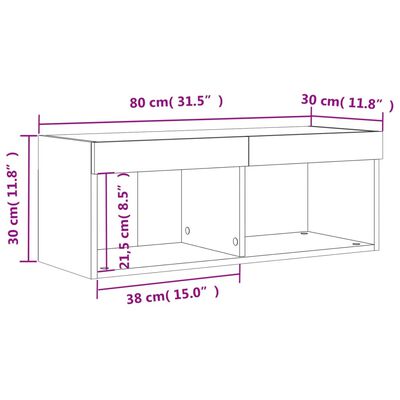 vidaXL TV spintelė su LED lemputėmis, betono pilka, 80x30x30cm