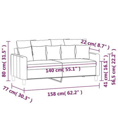 vidaXL Dvivietė sofa, geltonos spalvos, 140cm, aksomas