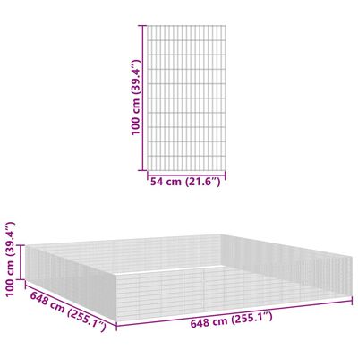 vidaXL Aptvaras gyvūnams, 48 segmentai, 54x100cm, galvanizuota geležis