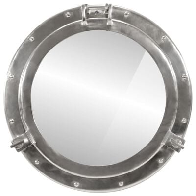 vidaXL Veidrodis, 50cm, aliuminis ir stiklas, iliuminatoriaus formos