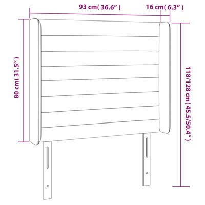 vidaXL Galvūgalis su LED, šviesiai pilkas, 93x16x118/128cm, aksomas