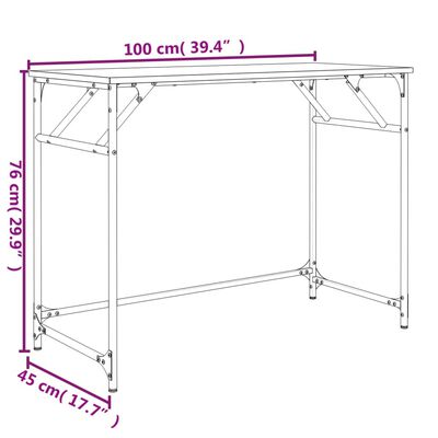 vidaXL Rašomasis stalas, dūminio ąžuolo, 100x45x76cm, mediena/plienas