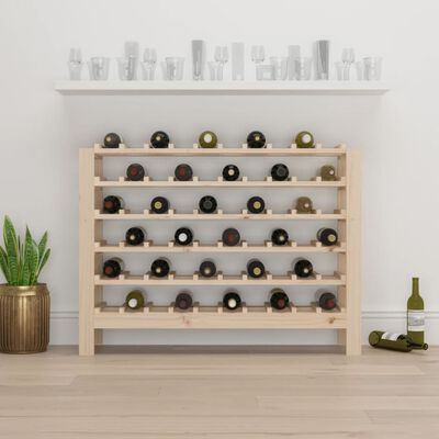vidaXL Vyno butelių stovas, 109,5x30x82cm, pušies medienos masyvas