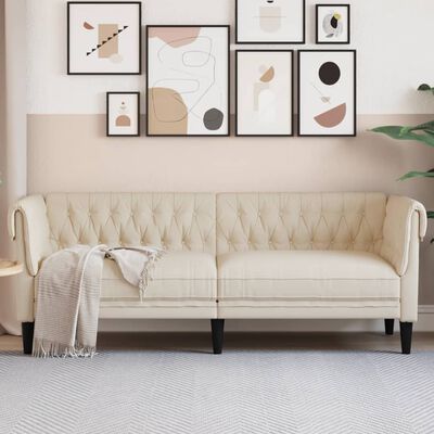 vidaXL Trivietė chesterfield sofa, linas