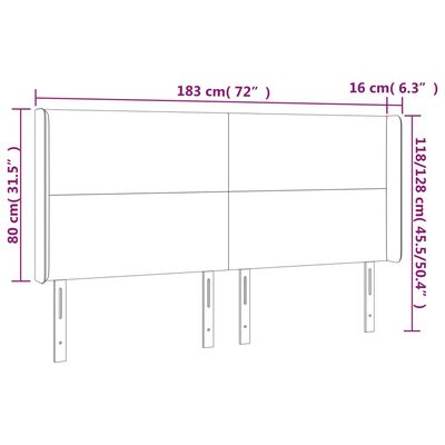 vidaXL Galvūgalis su LED, kapučino spalvos, 183x16x118/128cm