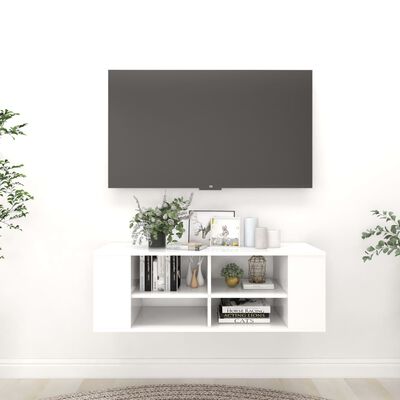 vidaXL Sieninė TV spintelė, balta, 102x35x35cm, apdirbta mediena