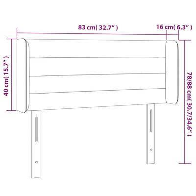 vidaXL Galvūgalis su LED, šviesiai pilkas, 83x16x78/88cm, audinys