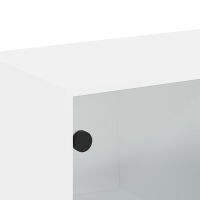vidaXL Sieninė spintelė su stiklinėmis durelėmis, balta, 68,5x37x35cm