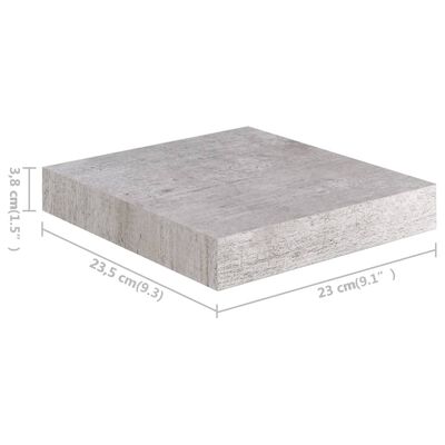 vidaXL Pakabinamos lentynos, 2vnt., betono pilkos, 23x23,5x3,8cm, MDF