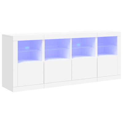 vidaXL Šoninė spintelė su LED lemputėmis, baltos spalvos, 163x37x67cm