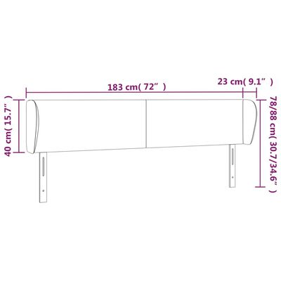 vidaXL Galvūgalis su auselėmis, juodos, 183x23x78/88cm, dirbtinė oda