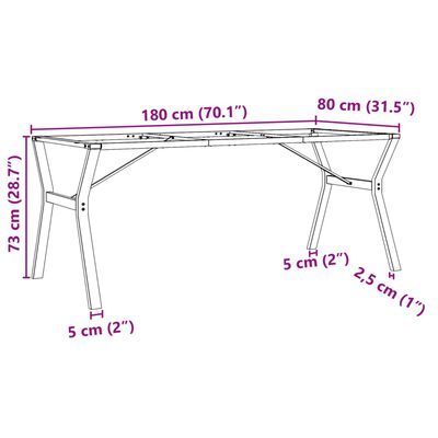 vidaXL Valgomojo stalo kojos, 180x80x73cm, ketus, Y formos rėmas