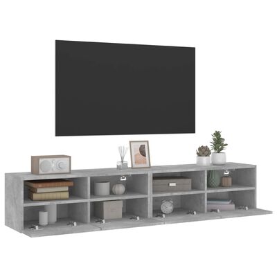 vidaXL Sieninės TV spintelės, 2vnt., betono, 80x30x30cm, mediena