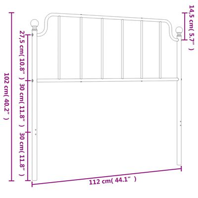 vidaXL Metalinis galvūgalis, baltos spalvos, 107cm