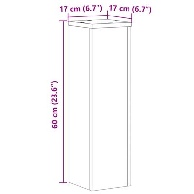 vidaXL Stovai augalams, 2vnt., balti, 17x17x60cm, apdirbta mediena