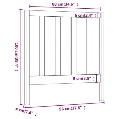 vidaXL Lovos galvūgalis, pilkas, 96x4x100cm, pušies medienos masyvas