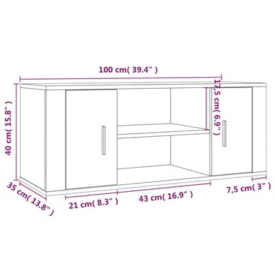 vidaXL Televizoriaus spintelė, juodos spalvos, 100x35x40cm, mediena