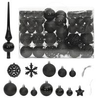vidaXL Kalėdinių žaisliukų rinkinys, 111vnt., juodi, polistirenas
