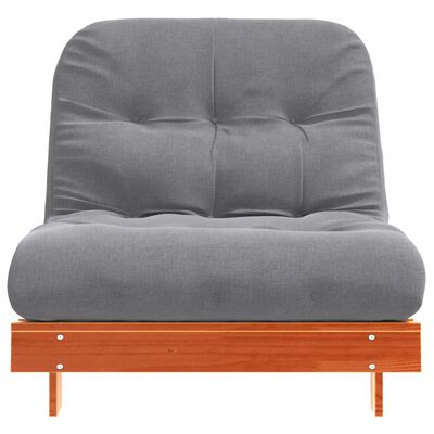 vidaXL Futono sofa-lova su čiužiniu, vaško ruda, 90x206x11cm, pušis