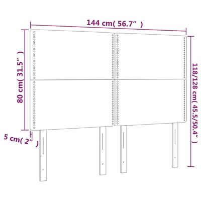 vidaXL Galvūgalis su LED, kapučino spalvos, 144x5x118/128cm