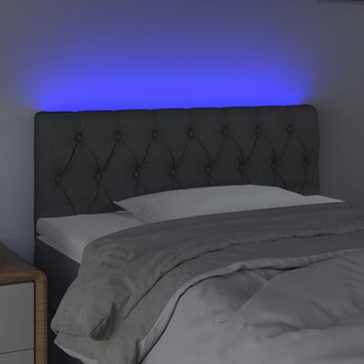 vidaXL Galvūgalis su LED, tamsiai pilkas, 100x7x78/88cm, audinys