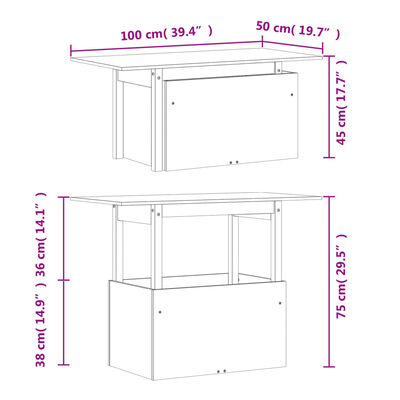 vidaXL Sodo stalas, 100x50x75cm, impregnuota pušies mediena