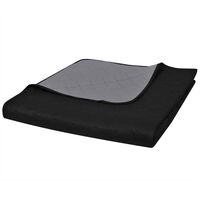 Dvipusis dygsniuotas lovos užtiesalas juodas/pilkas 170 x 210 cm