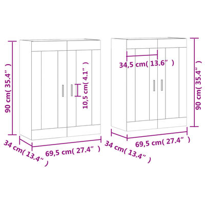 vidaXL Prie sienos montuojamos spintelės, 2vnt., baltos, mediena