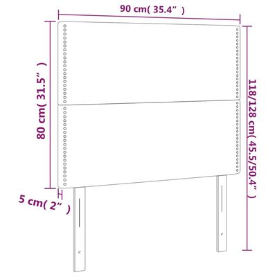 vidaXL Galvūgalis su LED, tamsiai pilkas, 90x5x118/128cm, audinys