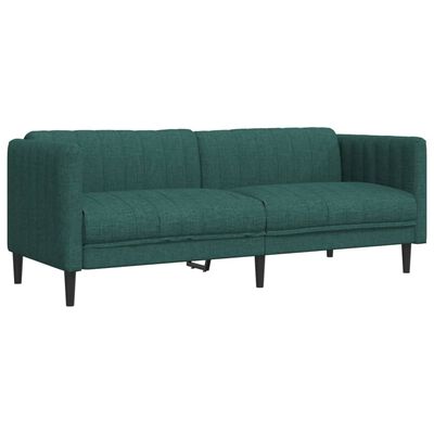 vidaXL Trivietė sofa, tamsiai žalios spalvos, audinys