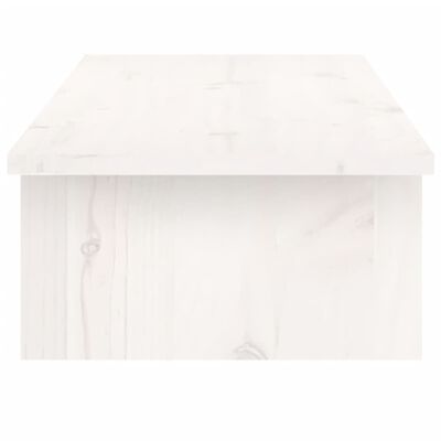 vidaXL Monitoriaus stovas, baltas, 100x27x15cm, pušies masyvas