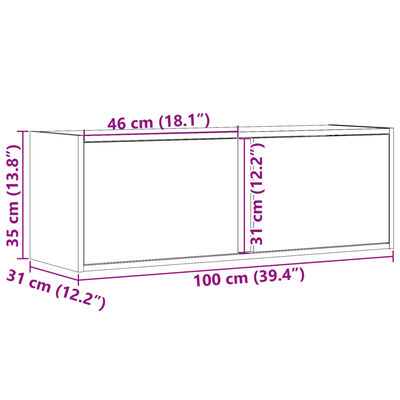 vidaXL Sieninė TV spintelė su LED lemputėmis, pilka, 100x31x35cm